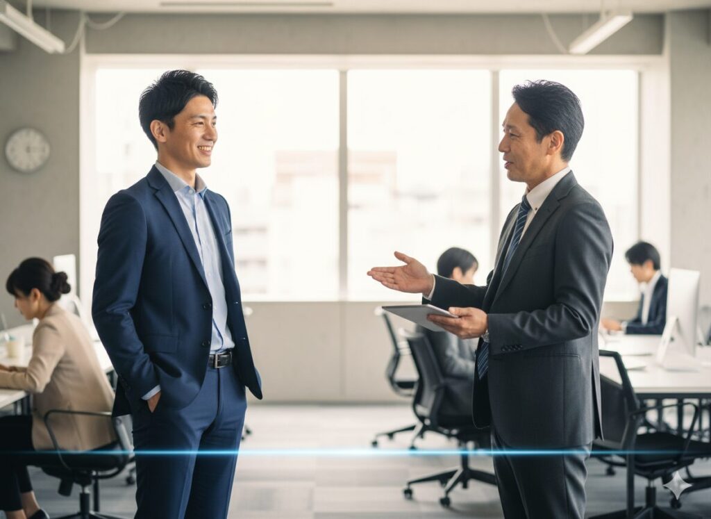 上司との関係に悩まず、自分の課題に集中するビジネスマン