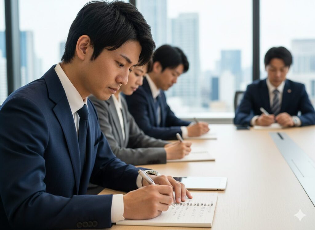 メモを取る営業マンの写真