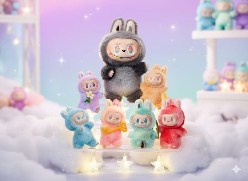 並んだラブブのぬいぐるみ