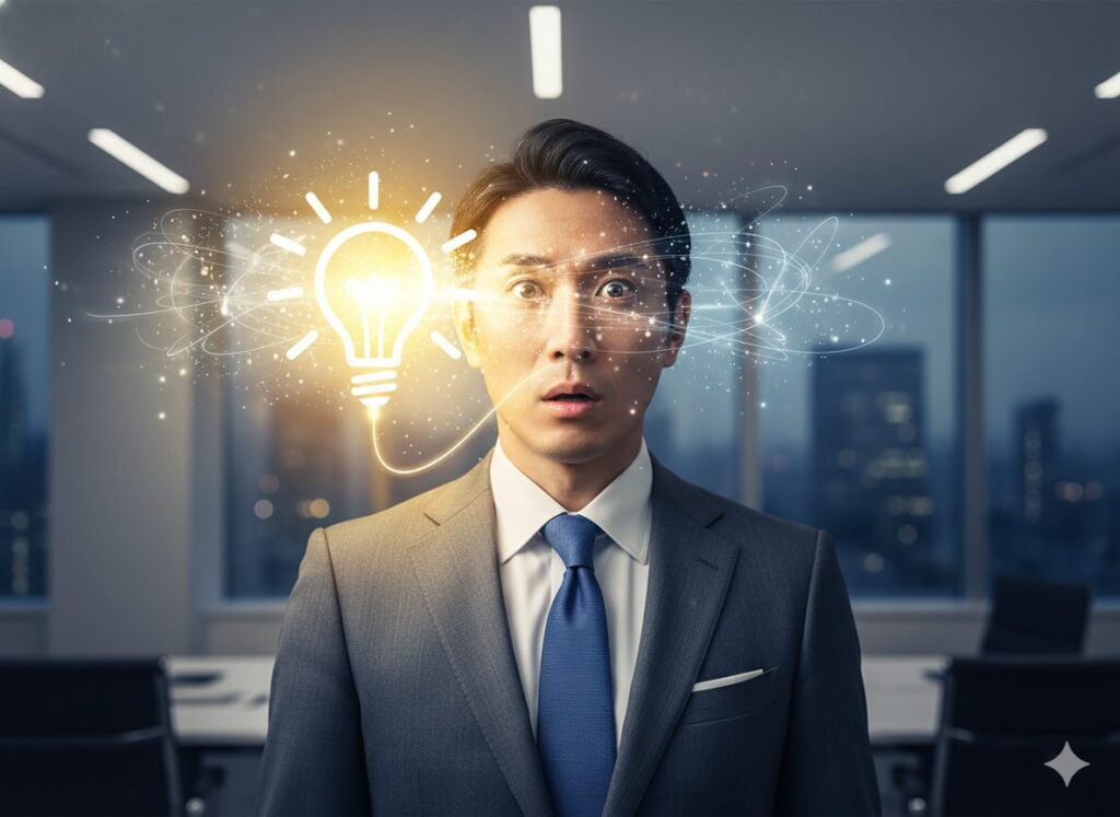 既存の考えと新しい情報がぶつかる認知的不協ワのイメージ