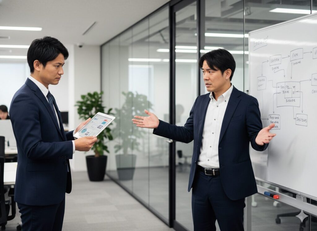 複雑な課題に悩む顧客と、解決策を提示できずに困る営業担当者