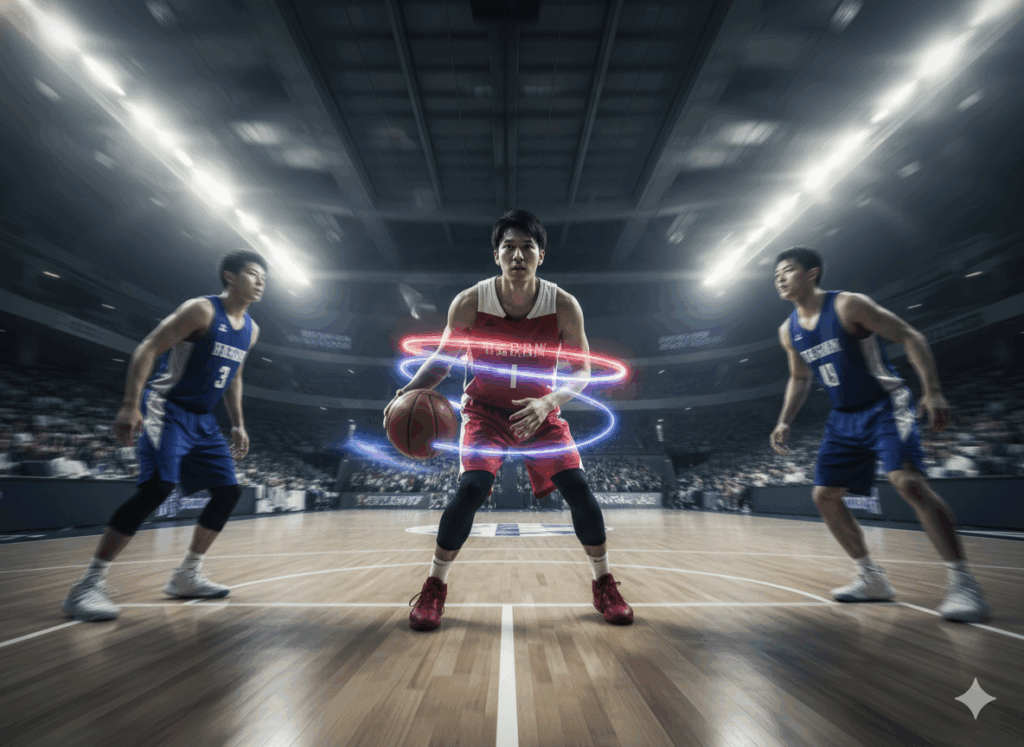 アスリートがゾーンに入り、時間がゆっくり流れるように感じる集中状態のイラスト