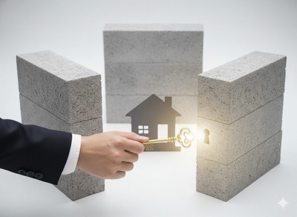 リフォーム顧客の不安、疑問、不信の3つの壁を図解。営業における心理的な障壁の克服。