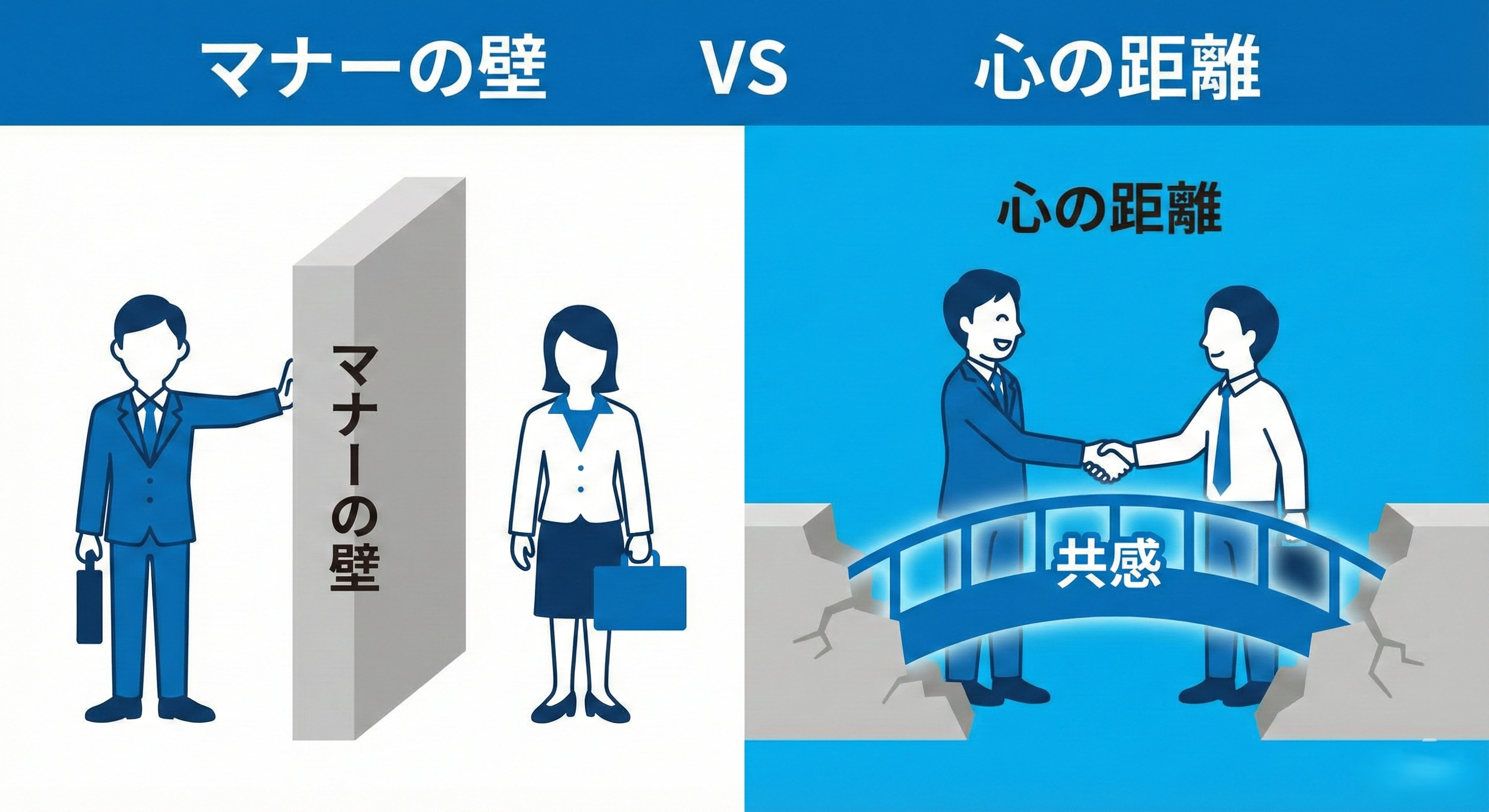営業マンと顧客の間の壁 マナーという名の壁 心理的距離 図解 イラスト