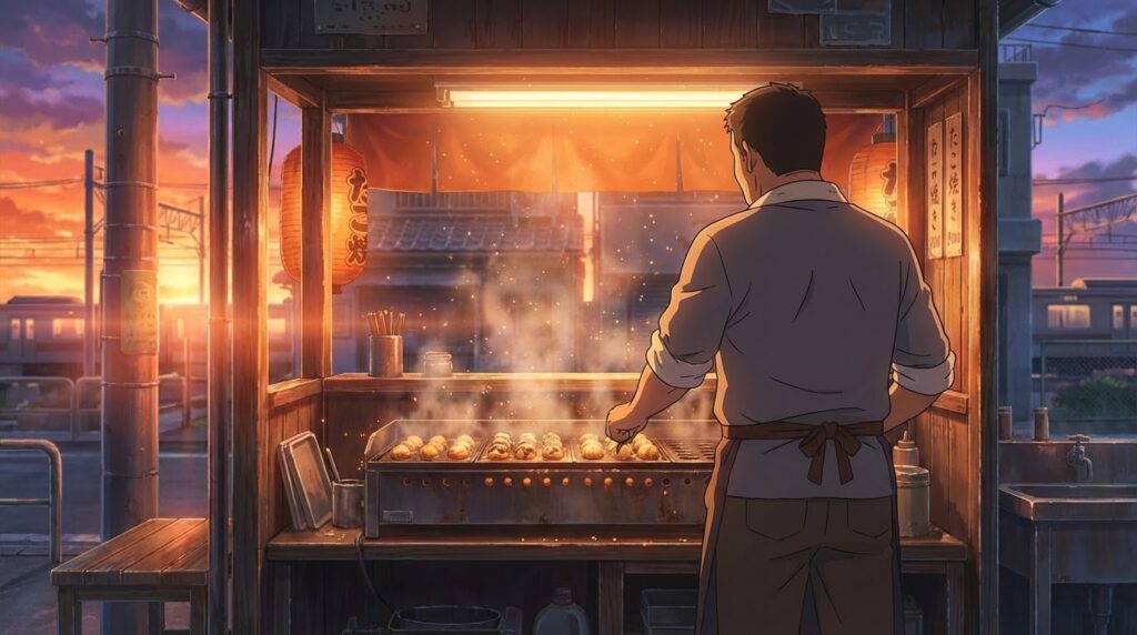 過去の栄光を捨てて現実に向き合う池谷氏をイメージしたアニメイラスト