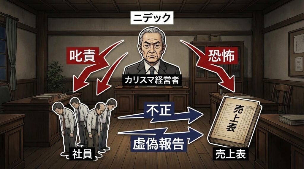 永守氏のパワハラから不正会計に至る、恐怖政治のメカニズム図解